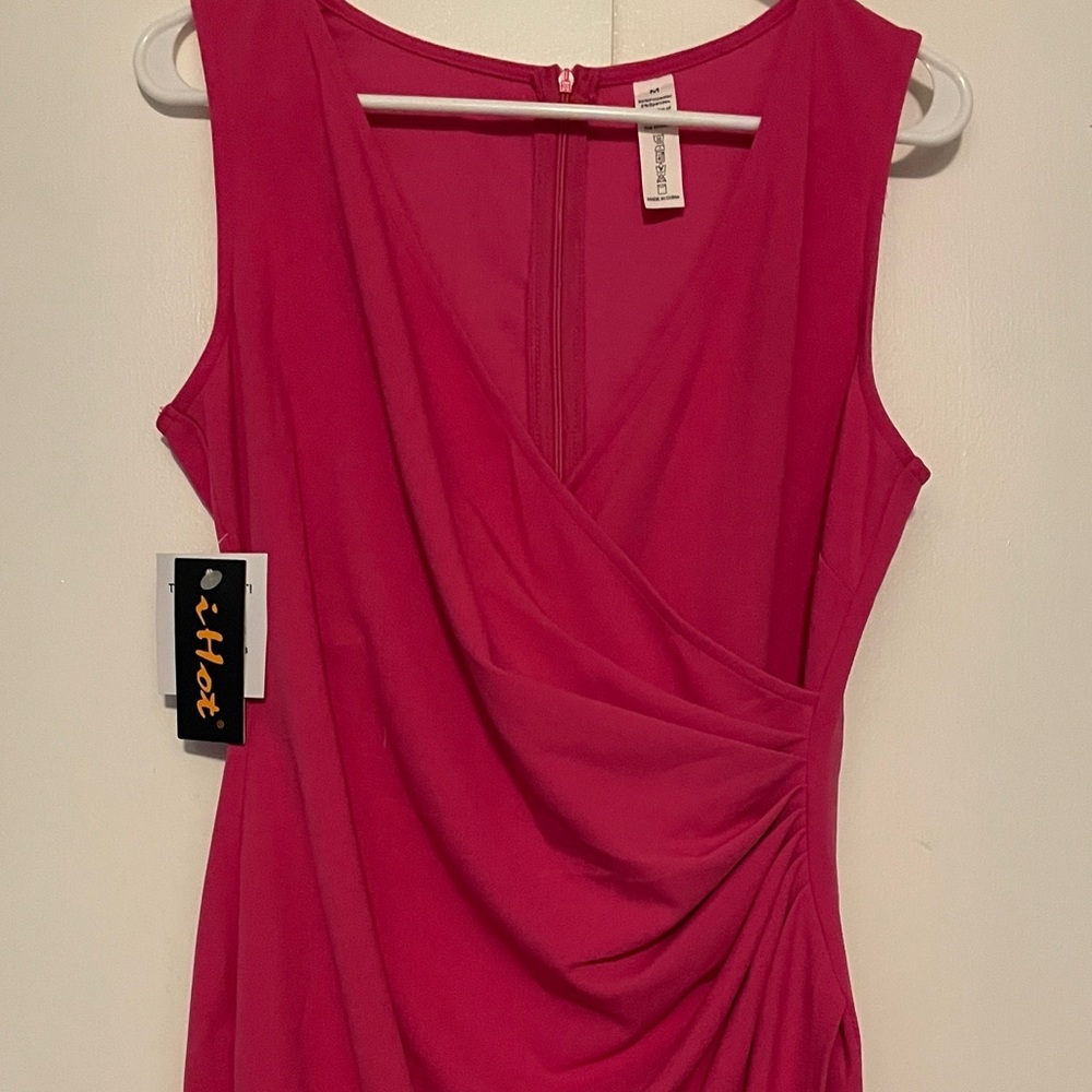 Elegant Pink Draped Dress - Picture 3 of 6